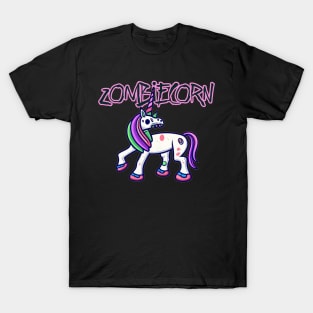 Horror Zombie Unicorn Drawing - Macabre Fantasy Art T-Shirt